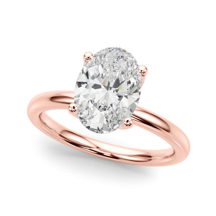 2.00CT 14K  Oval Cut Design Accented by a Floral Under-Halo - View 4