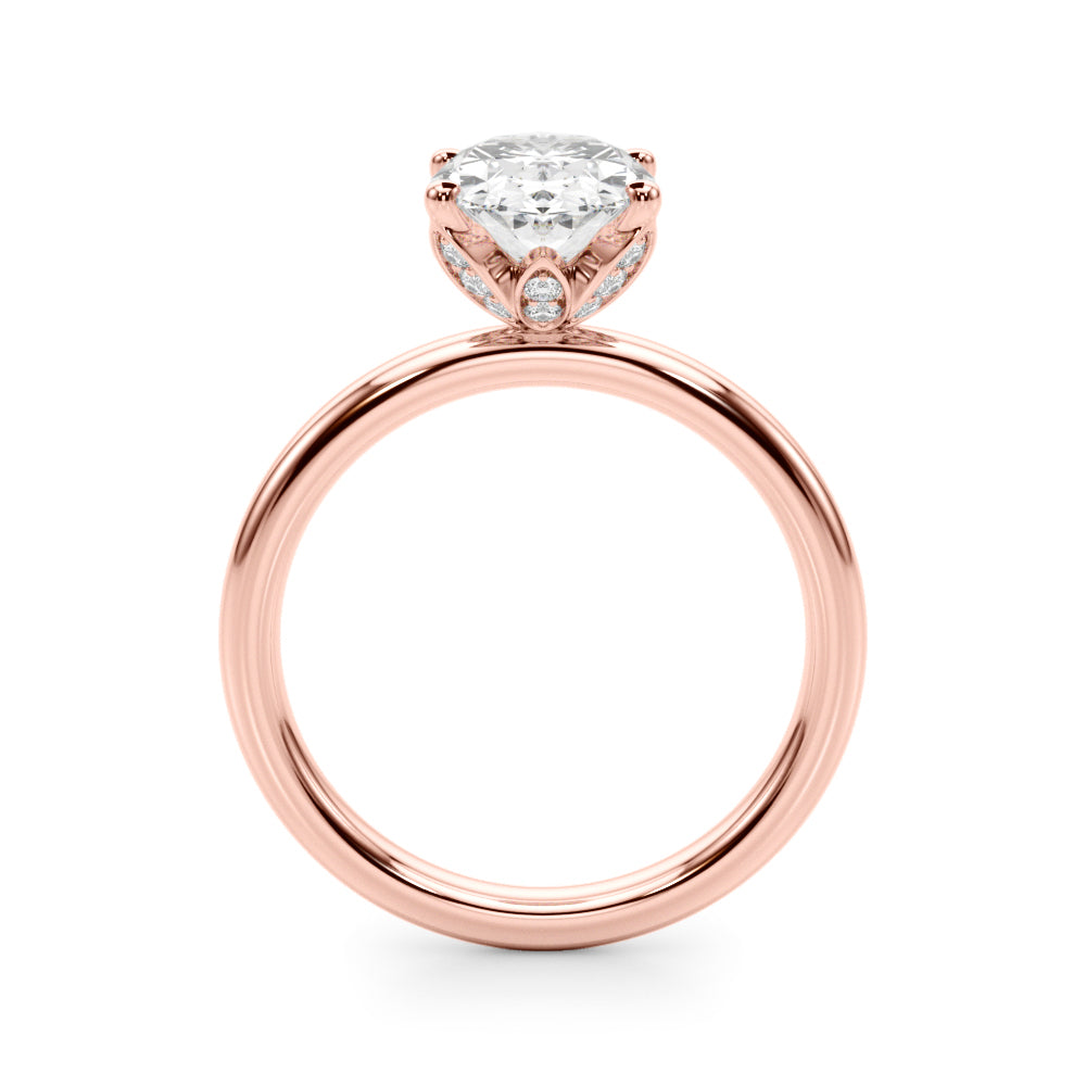 2.00CT 14K  Oval Cut Design Accented by a Floral Under-Halo - View 5