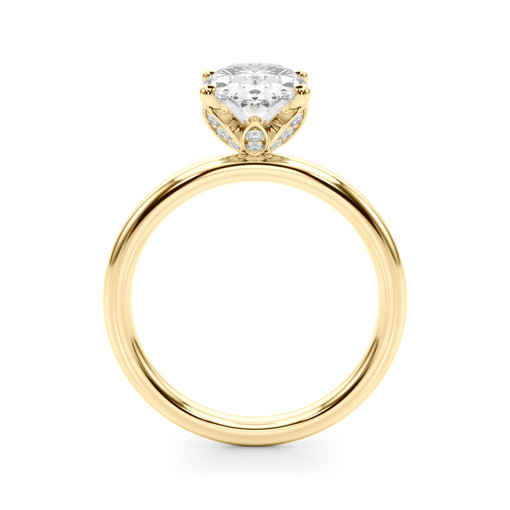 2.00CT 14K  Oval Cut Design Accented by a Floral Under-Halo - View 3