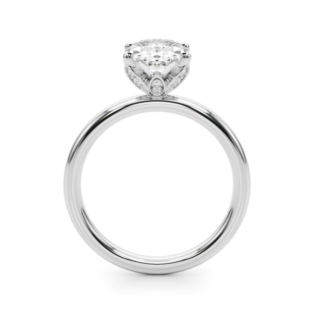 2.00CT 14K  Oval Cut Design Accented by a Floral Under-Halo - View 1