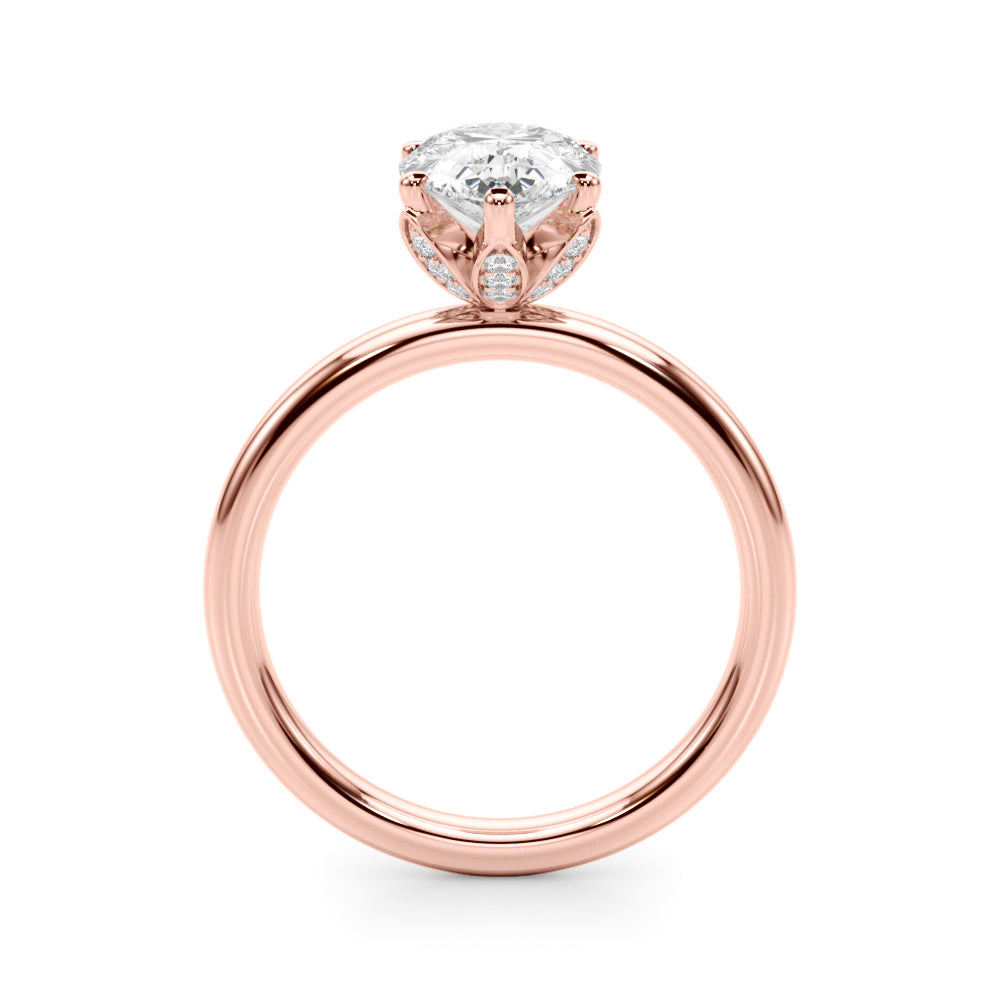 2.00CT 14K  Pear Shape Design Accented by a Floral Under-Halo of Diamonds - View 5