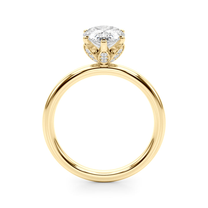 2.00CT 14K  Pear Shape Design Accented by a Floral Under-Halo of Diamonds - View 3