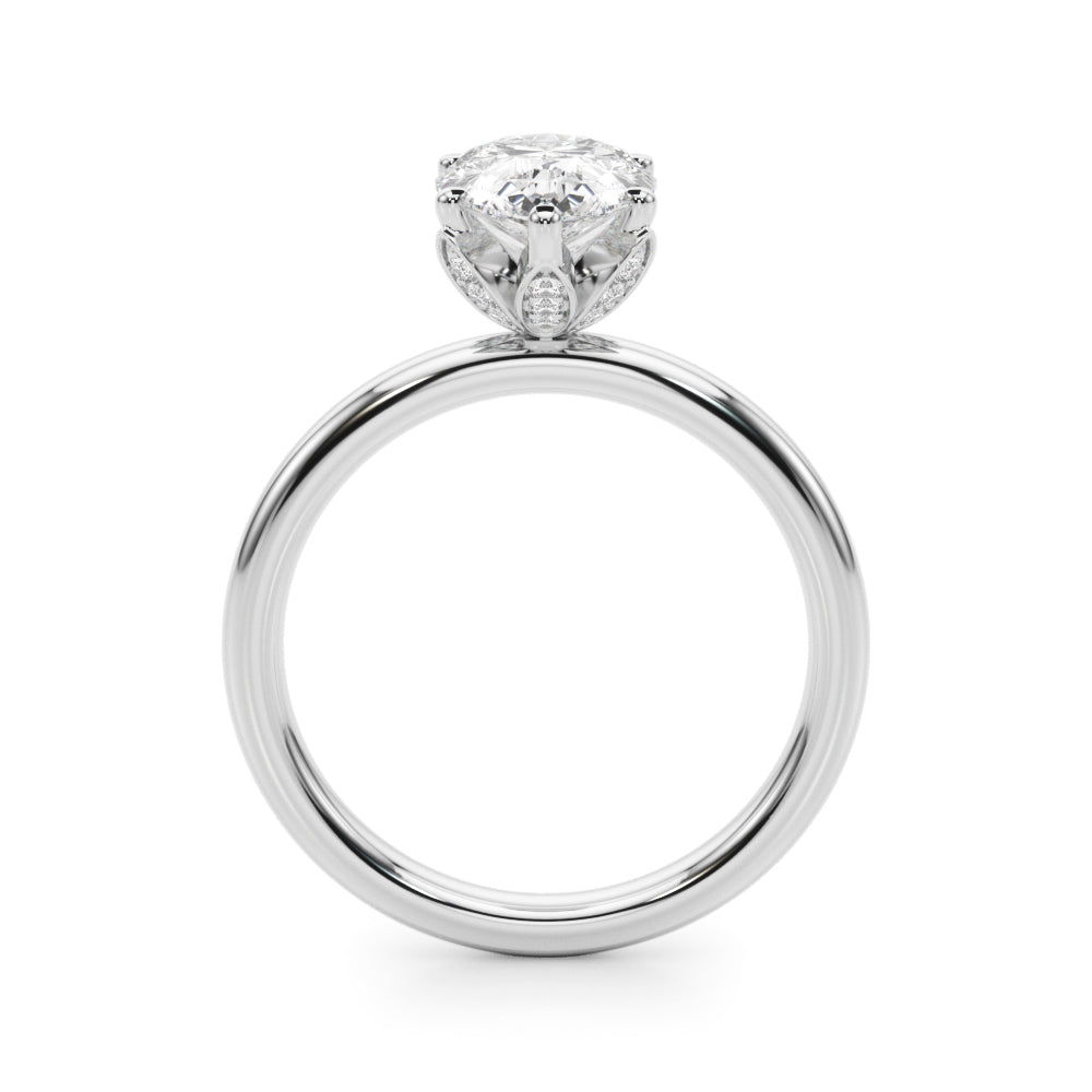 2.00CT 14K  Pear Shape Design Accented by a Floral Under-Halo of Diamonds - View 1