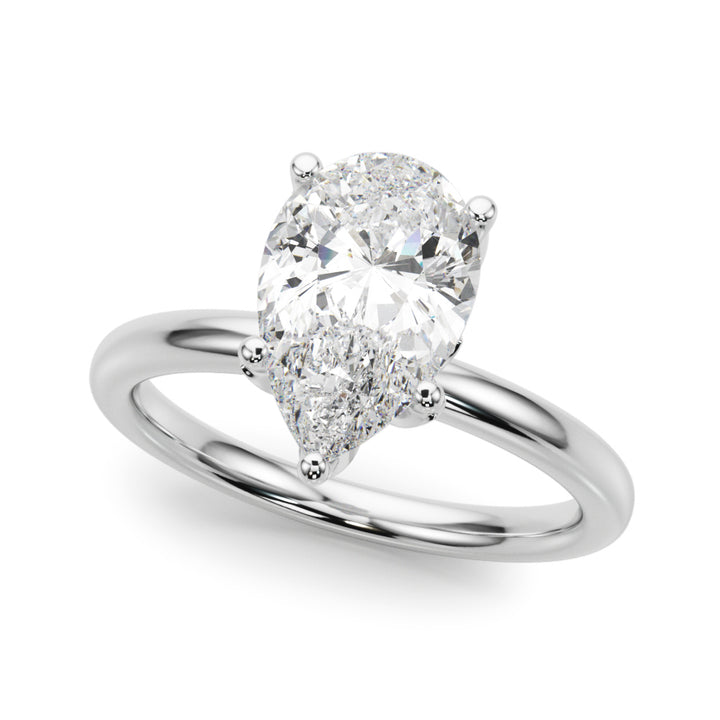 2.00CT 14K  Pear Shape Design Accented by a Floral Under-Halo of Diamonds