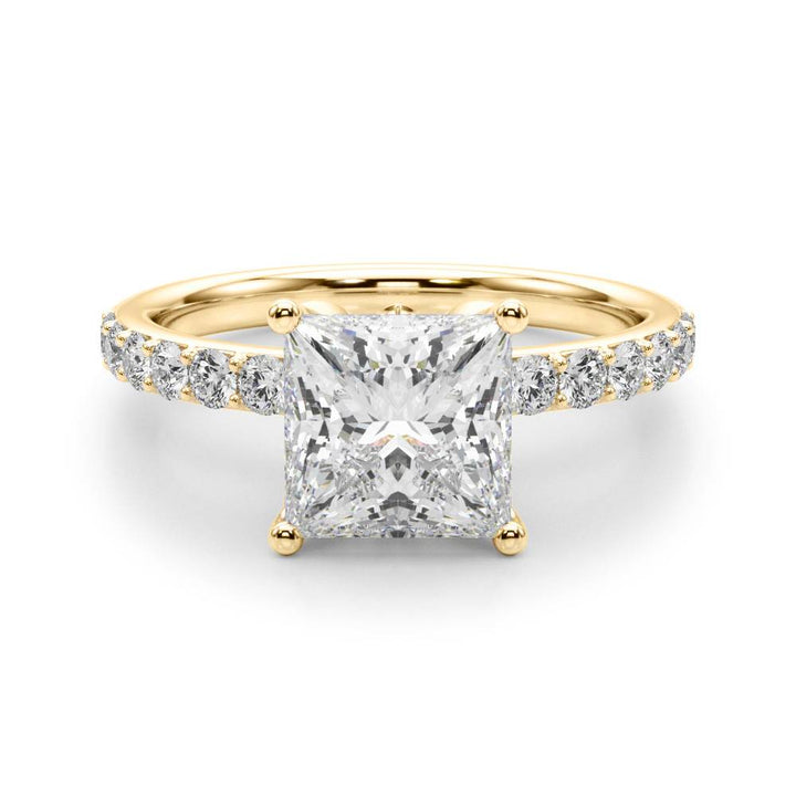 1.00CT 14K Princess Cut Diamond Engagement Ring with Pave Band - View 5