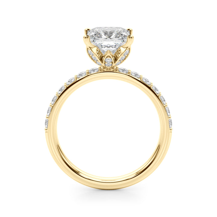 1.00CT 14K Princess Cut Diamond Engagement Ring with Pave Band - View 4