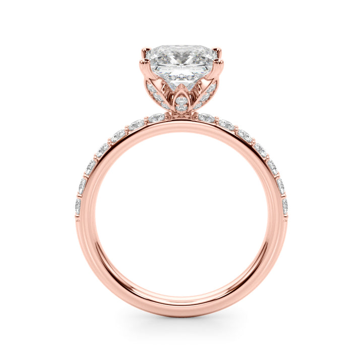 1.00CT 14K Princess Cut Diamond Engagement Ring with Pave Band - View 7