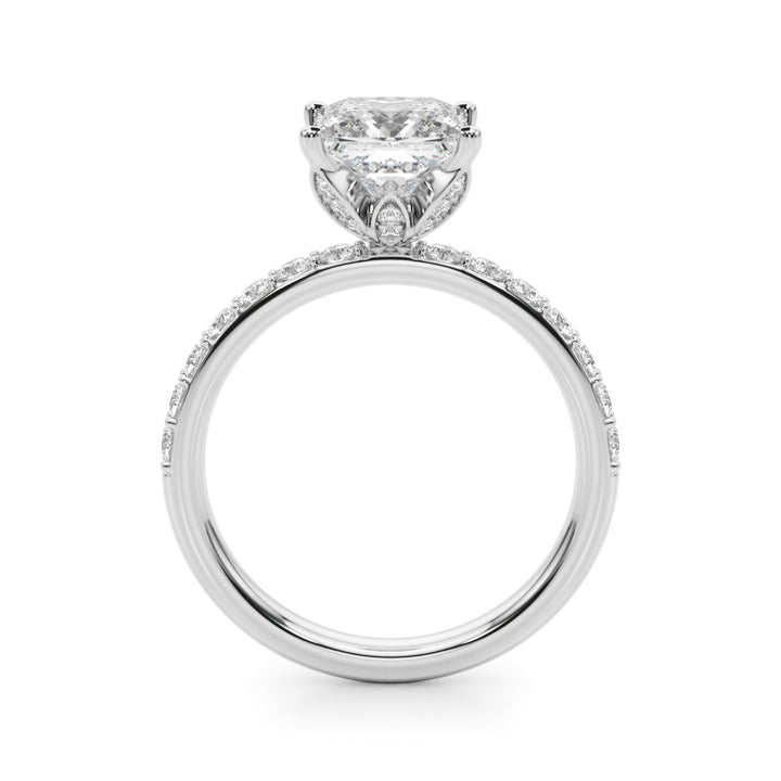 1.00CT 14K Princess Cut Diamond Engagement Ring with Pave Band - View 1