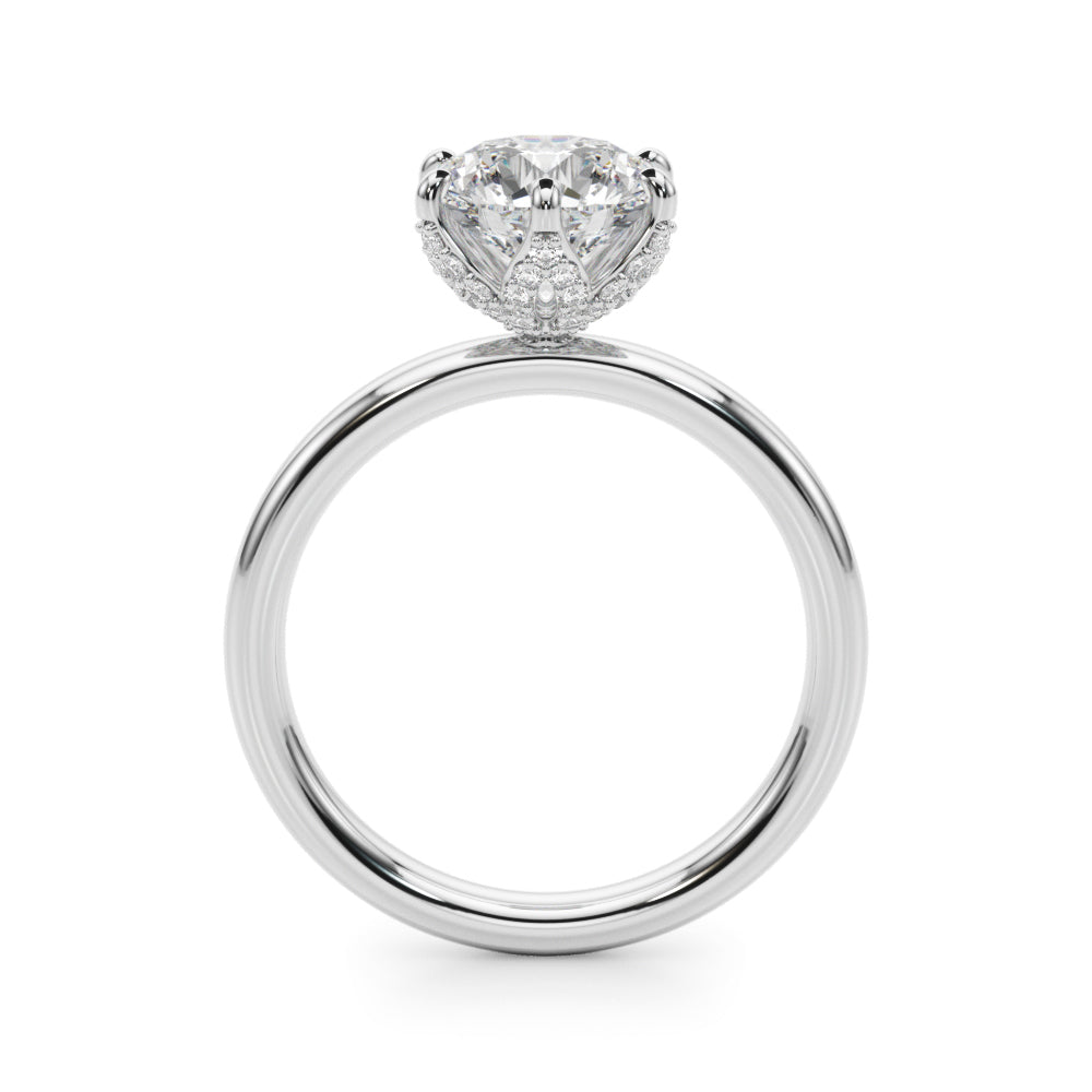 1.00CT 14K  Floral Design Diamond Solitaire Ring