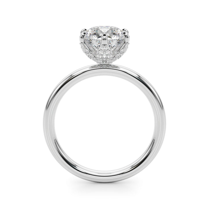 1.00CT 14K  Floral Design Diamond Solitaire Ring
