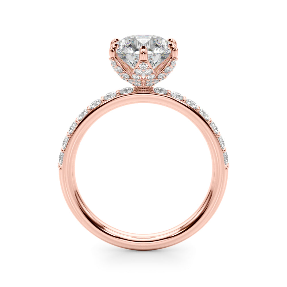 1.00CT 14K  Floral Underhalo with Side Diamonds - View 5