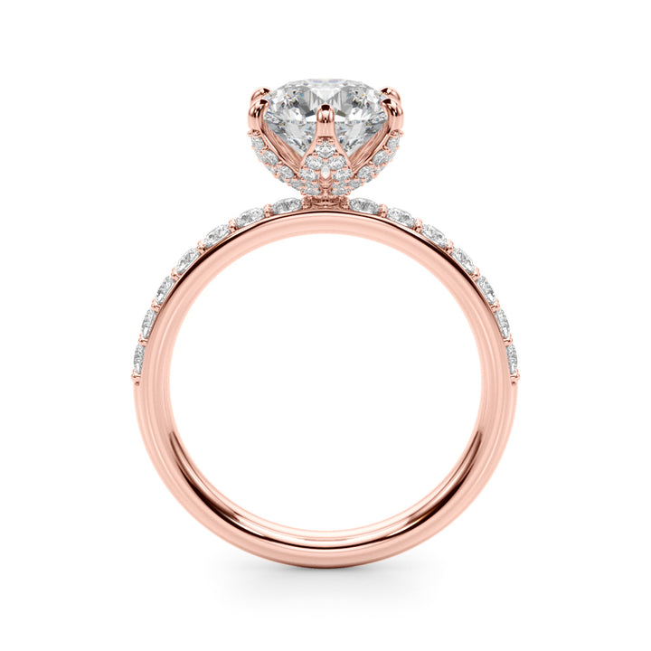 2.00CT 14K  Floral Underhalo with Side Diamonds - View 5