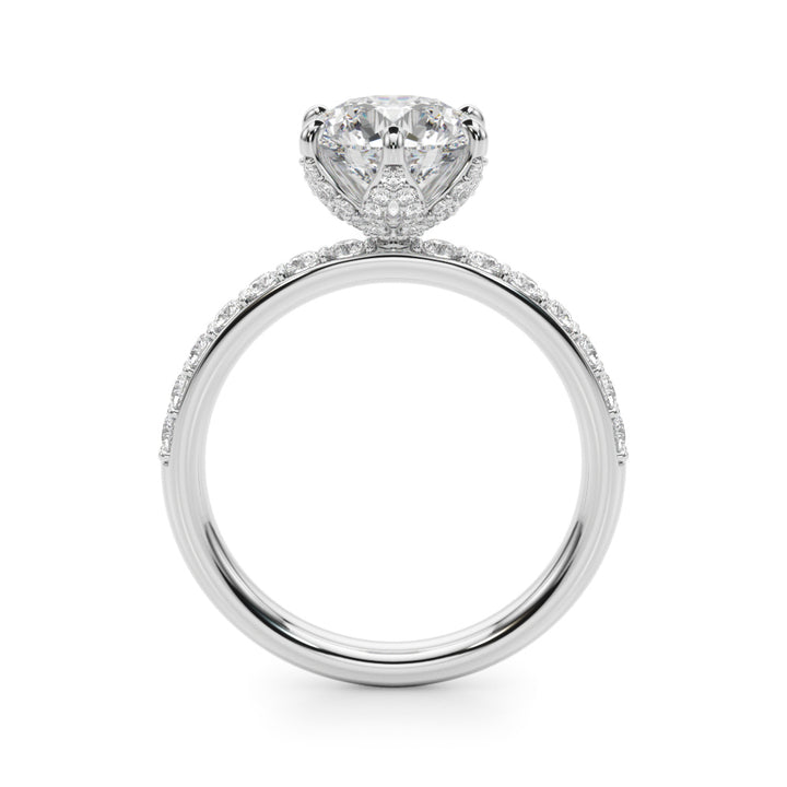 1.00CT 14K  Floral Underhalo with Side Diamonds - View 1