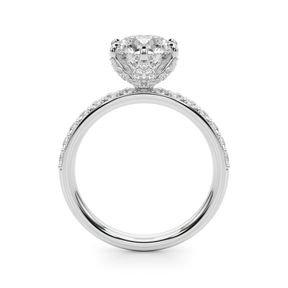 2.00CT 14K  Floral Underhalo with Side Diamonds - View 1