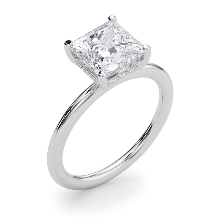 2.00CT 14K  Princess Cut Diamond Solitaire with Hidden Under-Halo