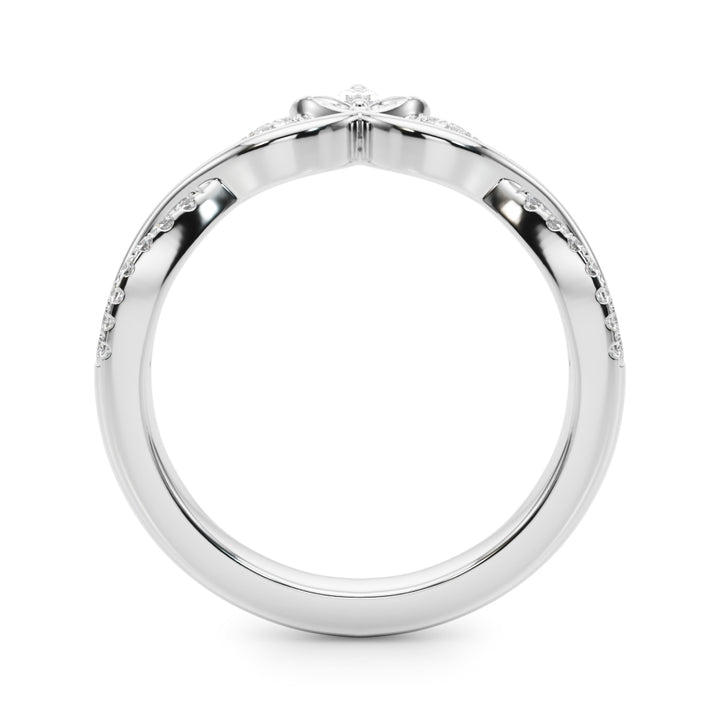 0.20CTW 14K Gold Band With Marquise And Round Diamonds Accented With A Leaf Design