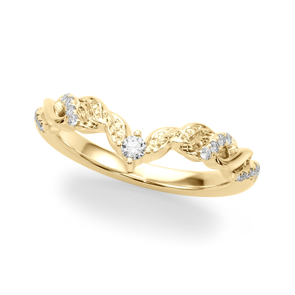 0.13CTW 14K Gold V Shaped Fancy Design Diamond Band