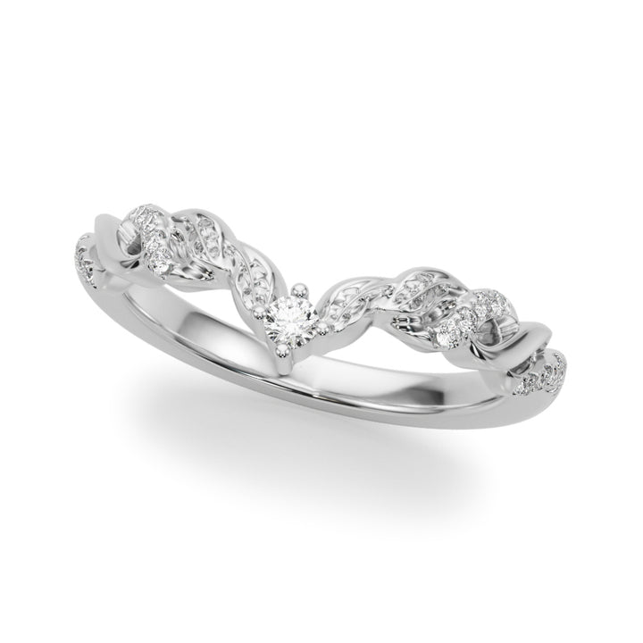 0.13CTW 14K Gold V Shaped Fancy Design Diamond Band