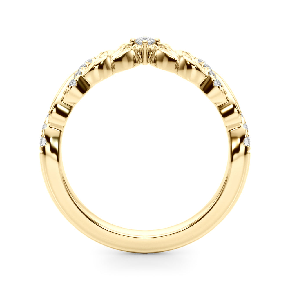 0.13CTW 14K Gold V Shaped Fancy Design Diamond Band