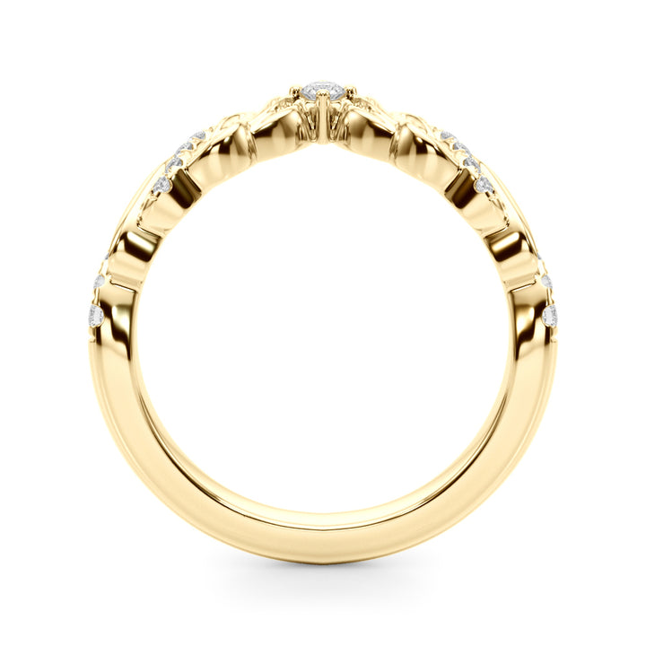 0.13CTW 14K Gold V Shaped Fancy Design Diamond Band