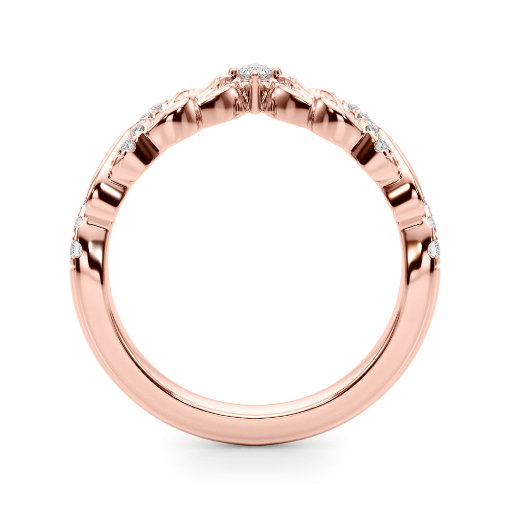 0.13CTW 14K Gold V Shaped Fancy Design Diamond Band