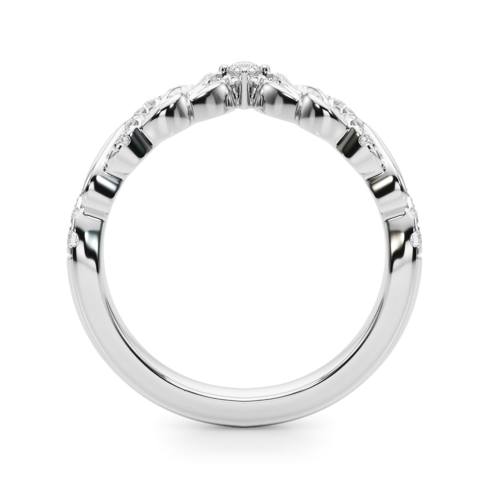 0.13CTW 14K Gold V Shaped Fancy Design Diamond Band