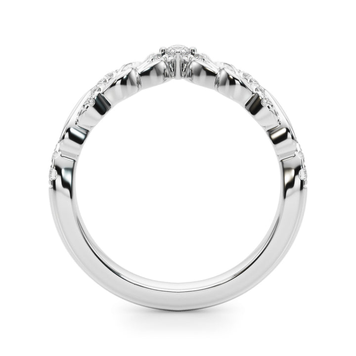 0.13CTW 14K Gold V Shaped Fancy Design Diamond Band