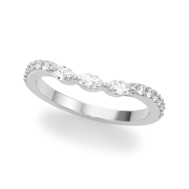 0.40CTW 14K Gold Fancy Marquise and Round Brilliant Diamond Band With A Slightly U-Shape Design