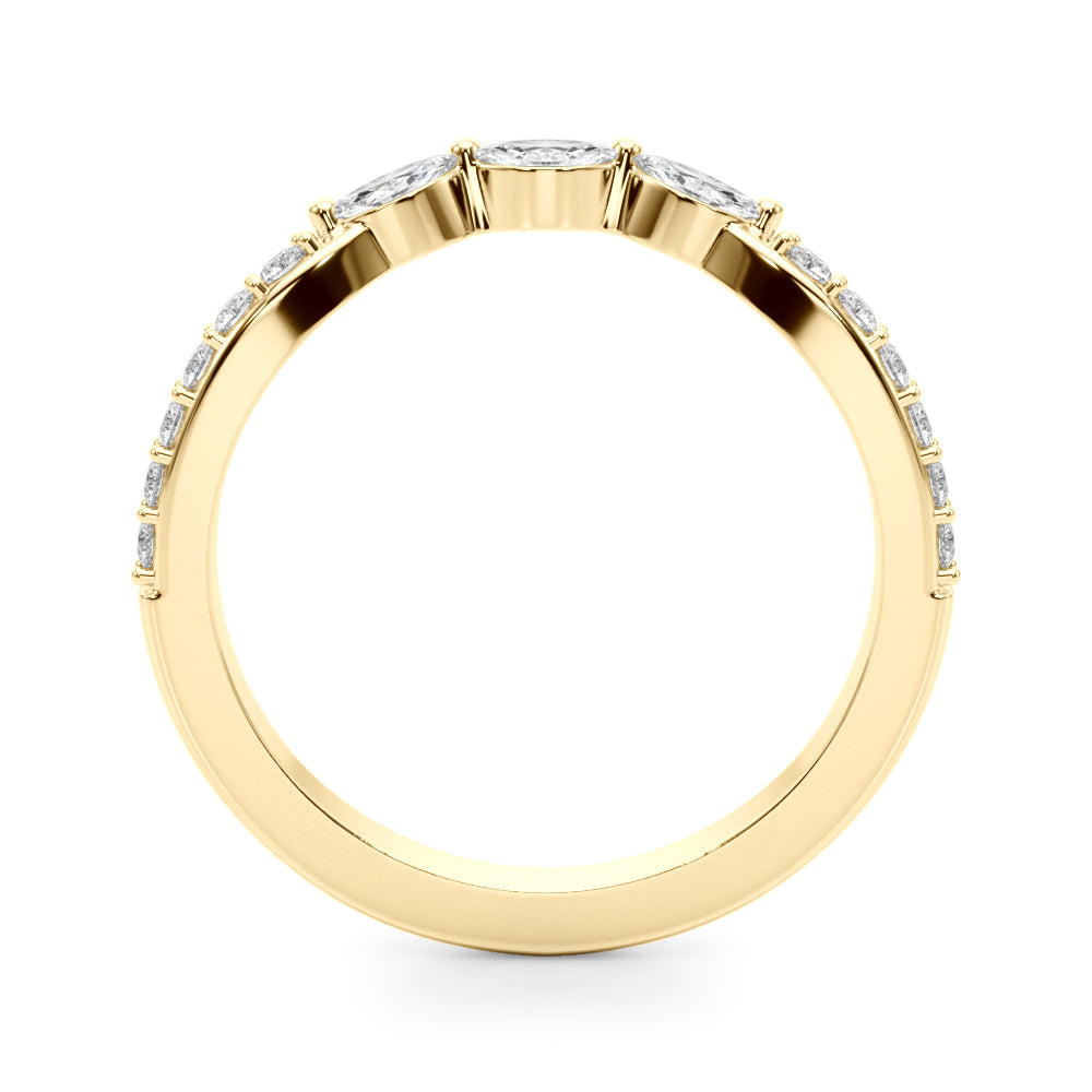 0.40CTW 14K Gold Fancy Marquise and Round Brilliant Diamond Band With A Slightly U-Shape Design