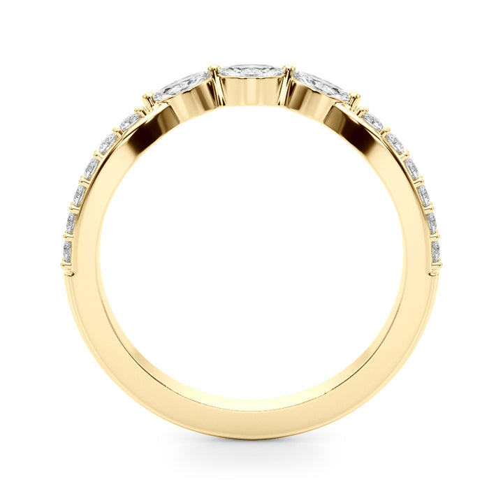 0.40CTW 14K Gold Fancy Marquise and Round Brilliant Diamond Band With A Slightly U-Shape Design