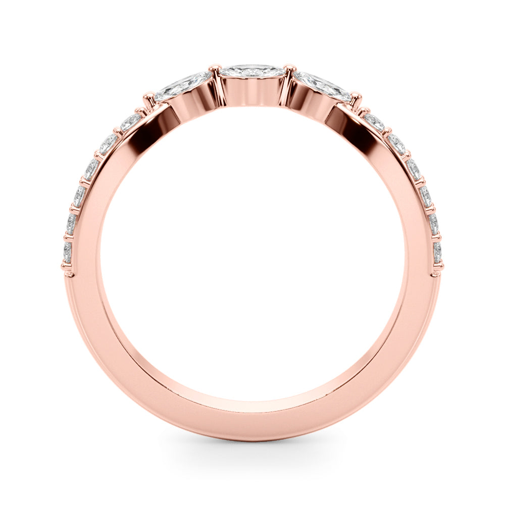 0.40CTW 14K Gold Fancy Marquise and Round Brilliant Diamond Band With A Slightly U-Shape Design