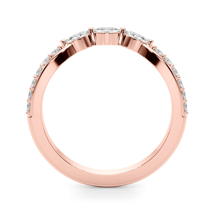 0.40CTW 14K Gold Fancy Marquise and Round Brilliant Diamond Band With A Slightly U-Shape Design