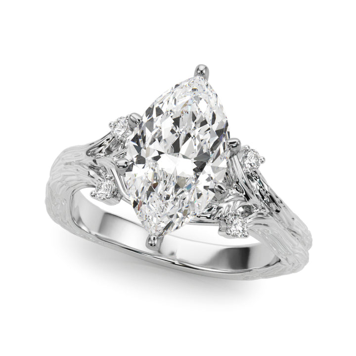 1.00CT 14K Marquise Cut Bark Texture Ring