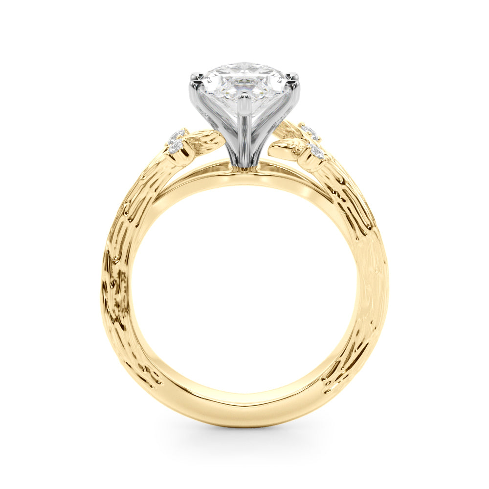 1.00CT 14K Marquise Cut Bark Texture Ring - View 4