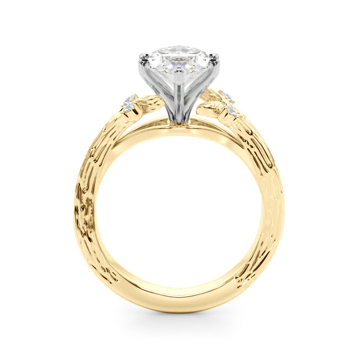 1.00CT 14K Marquise Cut Bark Texture Ring - View 4