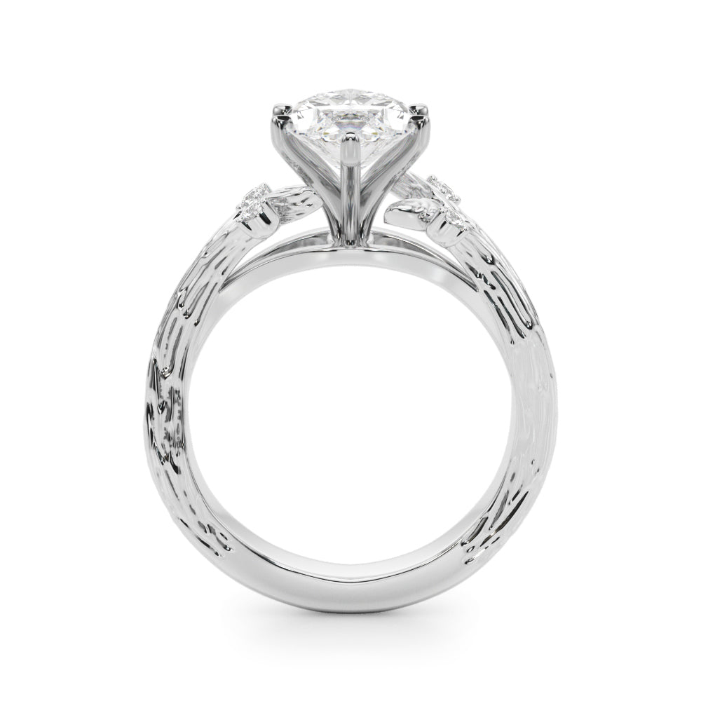 1.00CT 14K Marquise Cut Bark Texture Ring - View 1