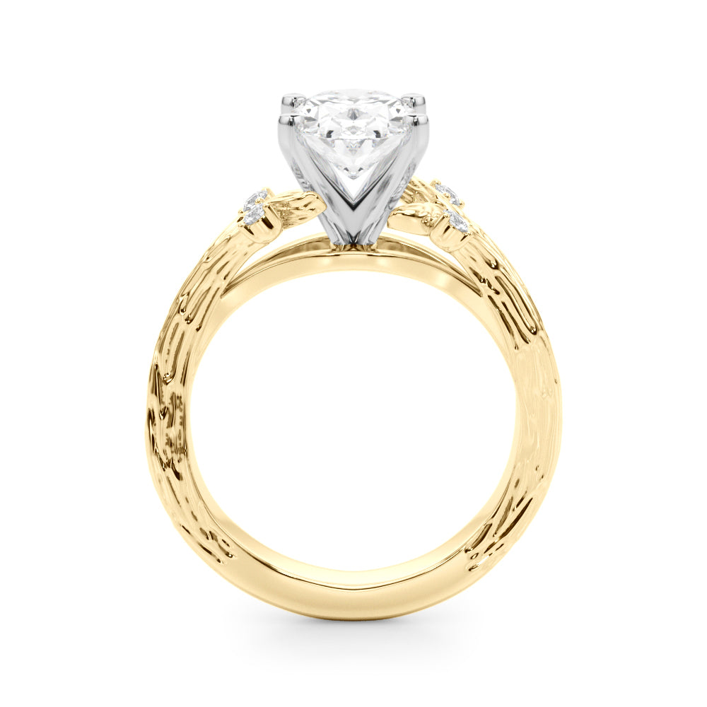 1.00CT 14K Oval Diamond Bark Texture Ring - View 4