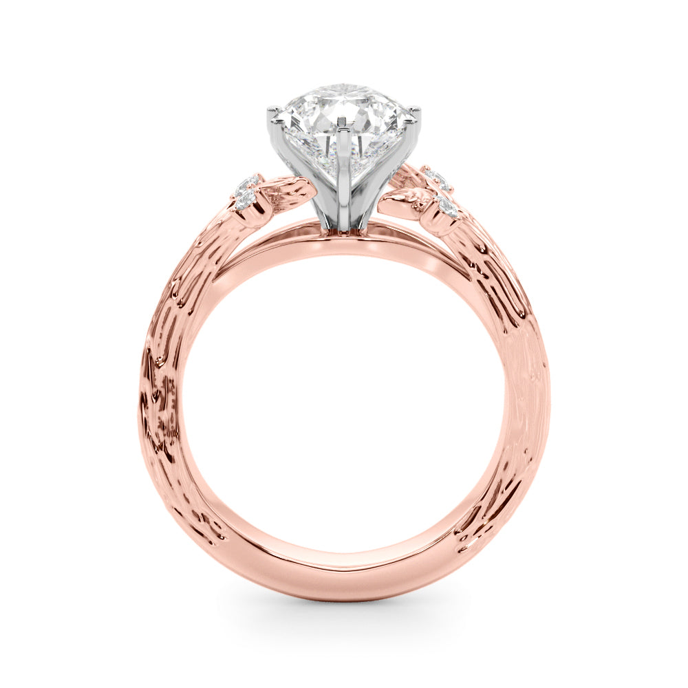 1.00CT 14K Pear Cut Bark Texture Ring - View 7