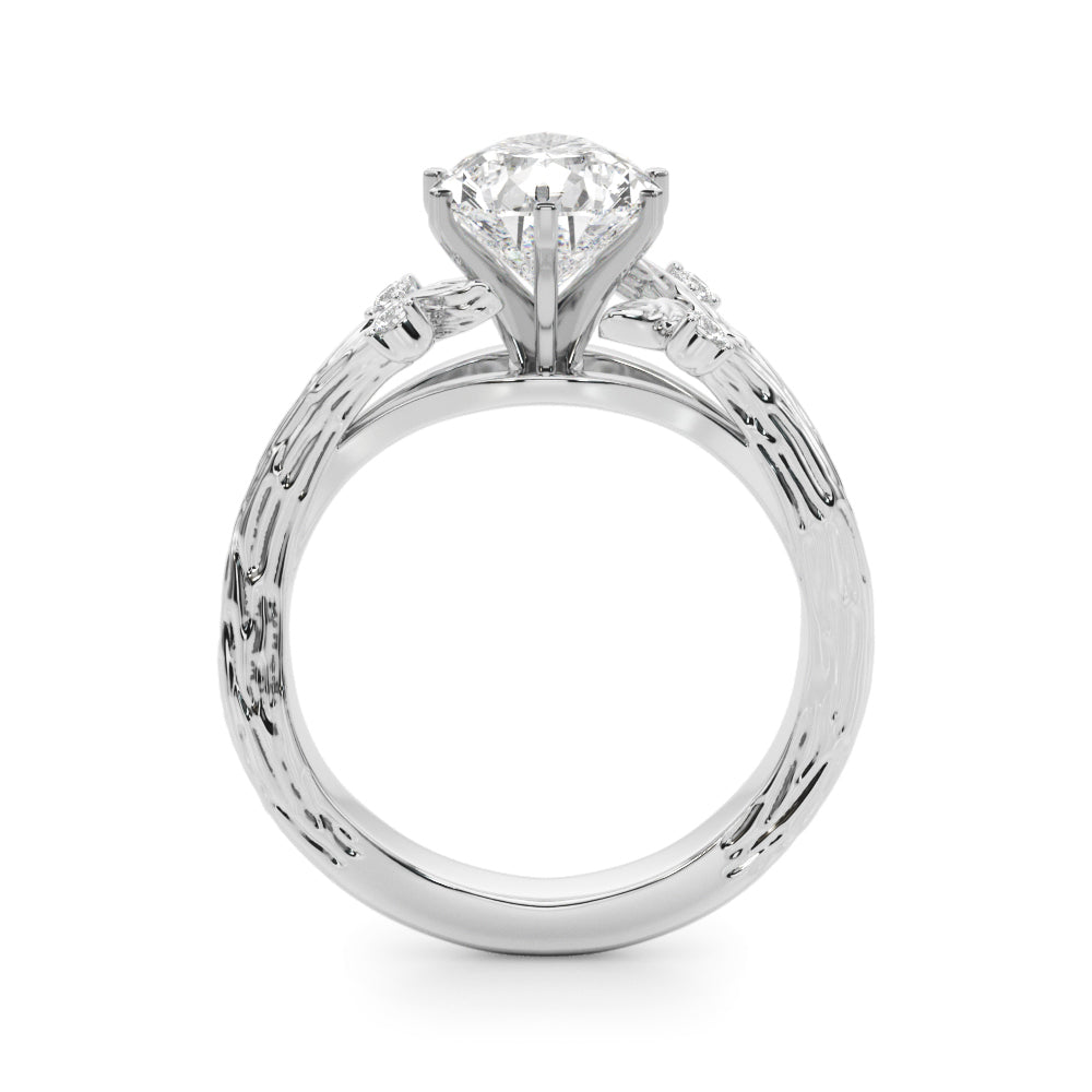 1.00CT 14K Pear Cut Bark Texture Ring - View 1