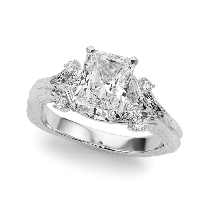 1.00CT 14K Radiant Cut Bark Texture Ring