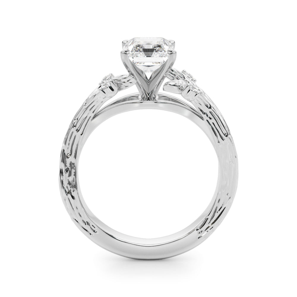 1.00CT 14K Radiant Cut Bark Texture Ring - View 1