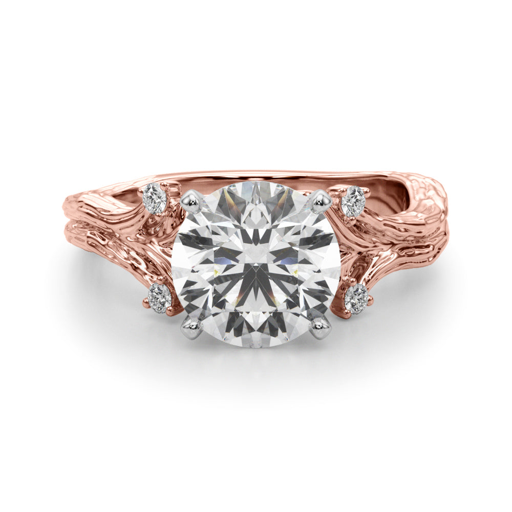 1.00CT 14K Round Diamond Bark Texture Ring
