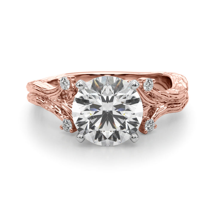 1.00CT 14K Round Diamond Bark Texture Ring