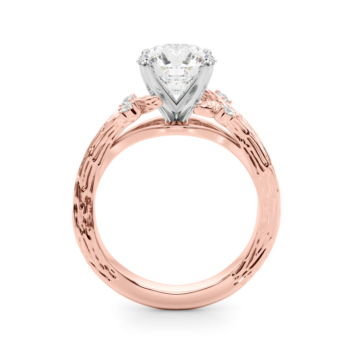 1.00CT 14K Round Diamond Bark Texture Ring