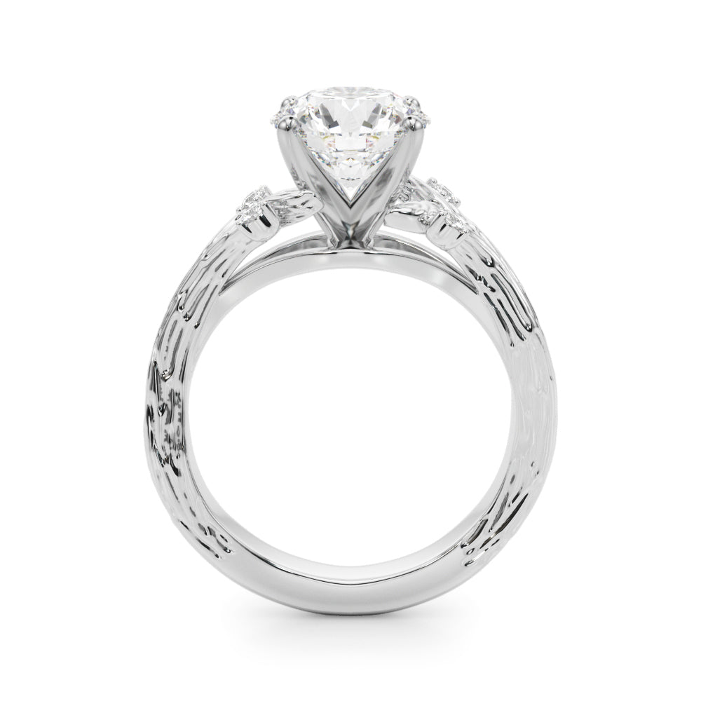 1.00CT 14K Round Diamond Bark Texture Ring