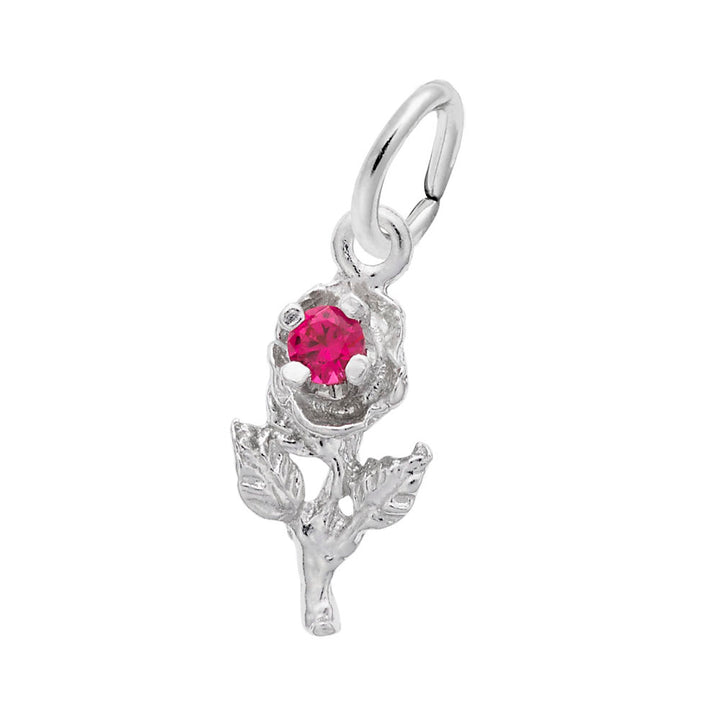 Rose with Stone Accent Charm