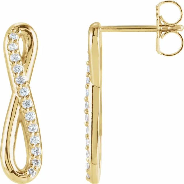 14K Gold Diamond Pave Infinity Stud Earrings - View 1