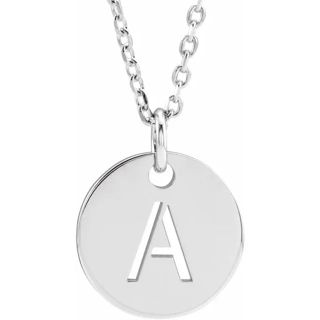 Sterling Silver Circular Disc Initial Pendant