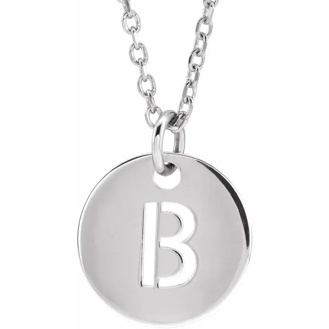 Sterling Silver Circular Disc Initial Pendant - View 11