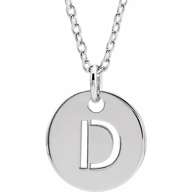 Sterling Silver Circular Disc Initial Pendant - View 12